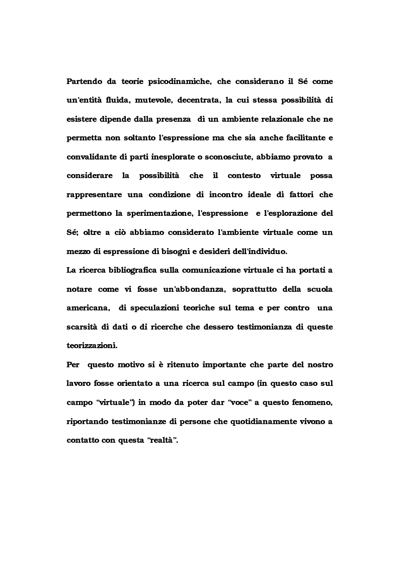 Anteprima della tesi: La comunicazione nelle comunità virtuali. Il chattista alla ricerca di Sè., Pagina 3