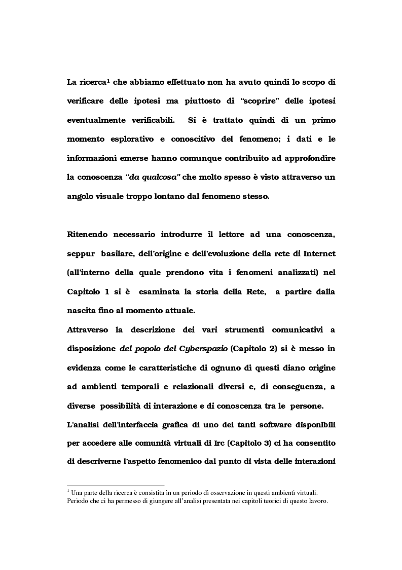Anteprima della tesi: La comunicazione nelle comunità virtuali. Il chattista alla ricerca di Sè., Pagina 4