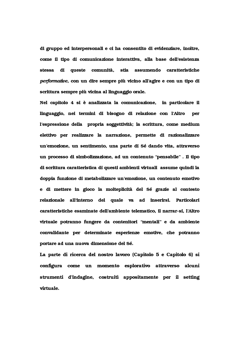 Anteprima della tesi: La comunicazione nelle comunità virtuali. Il chattista alla ricerca di Sè., Pagina 5
