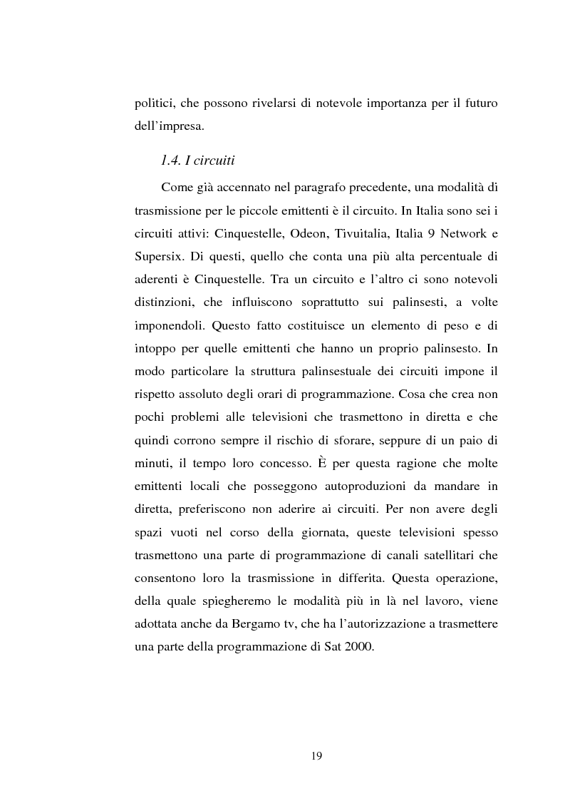 Anteprima della tesi: Palinsesti televisivi ed immagine di rete nelle televisioni locali: il caso di Bergamo tv, Pagina 15