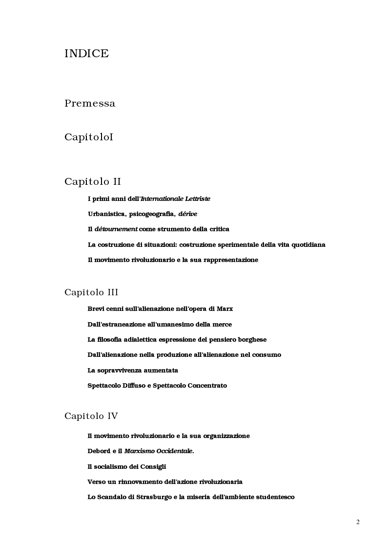 Indice della tesi: Guy Debord - Tra avanguardia e critica sociale, Pagina 1
