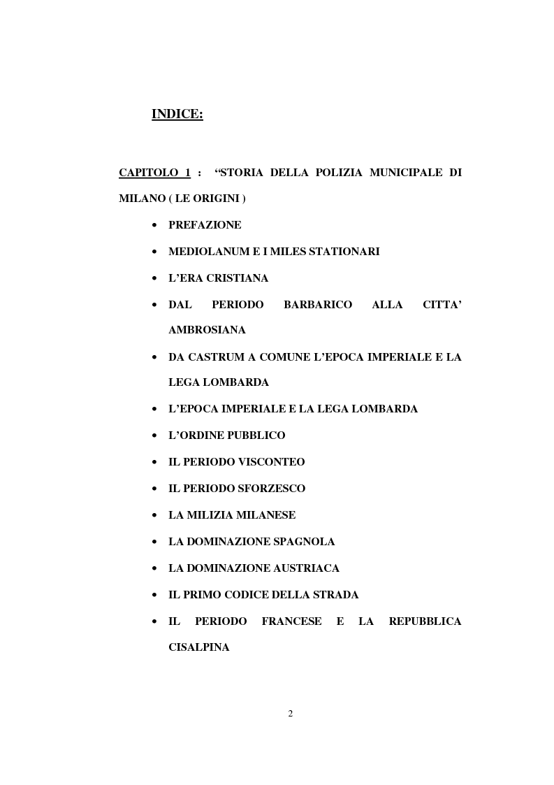Indice della tesi: Sicurezza e comunità: il vigile di quartiere, Pagina 1