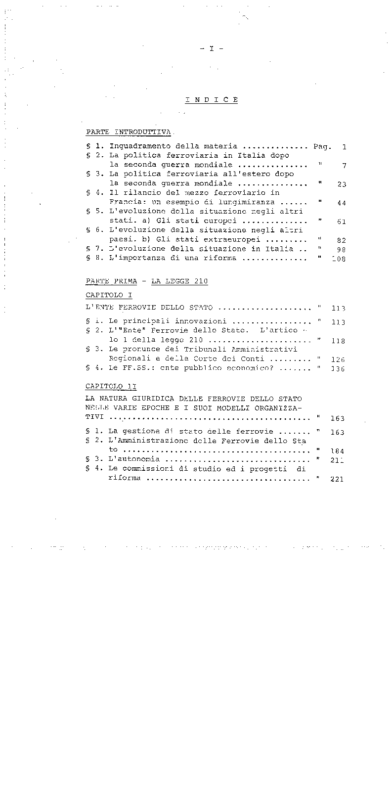 Indice della tesi: La trasformazione delle Ferrovie dello Stato - Legge 210/85, Pagina 1