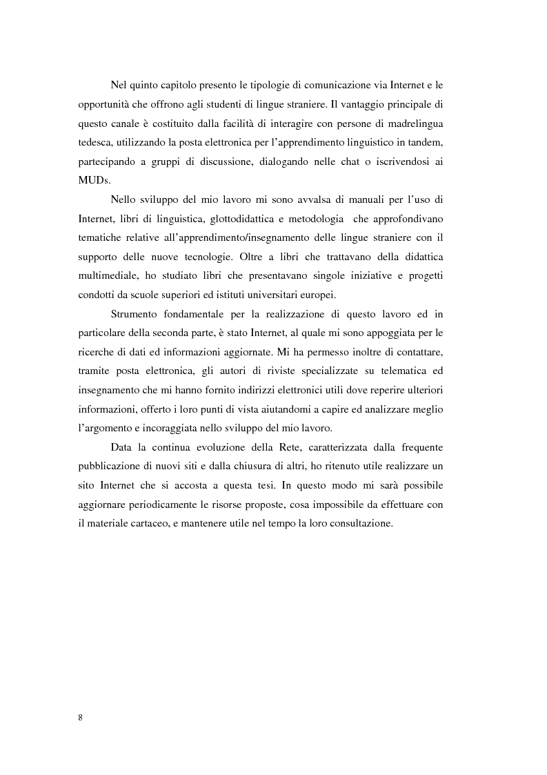 Anteprima della tesi: Internet e l'apprendimento della lingua tedesca online, Pagina 3