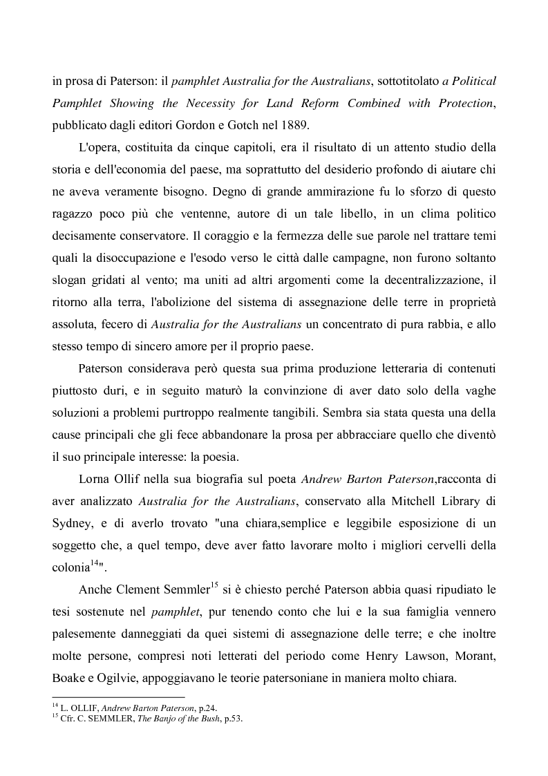 Anteprima della tesi: "Banjo" Paterson: la ballata e il bush, Pagina 10