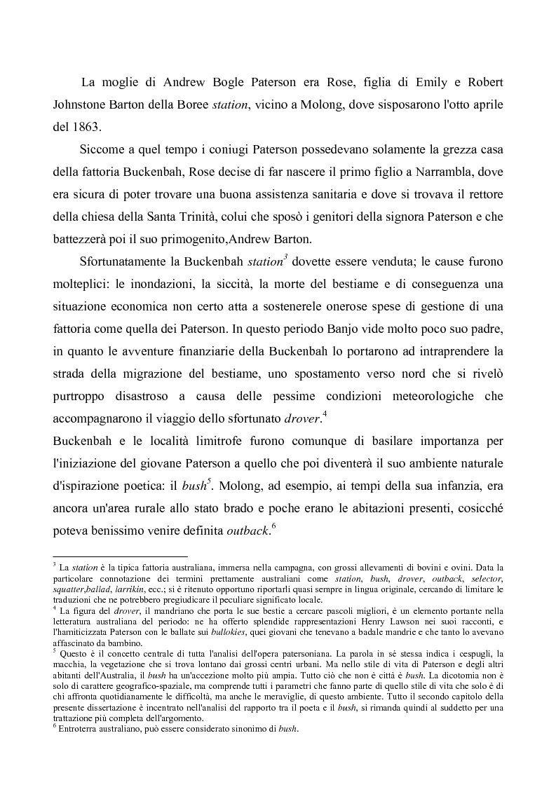 Anteprima della tesi: "Banjo" Paterson: la ballata e il bush, Pagina 2