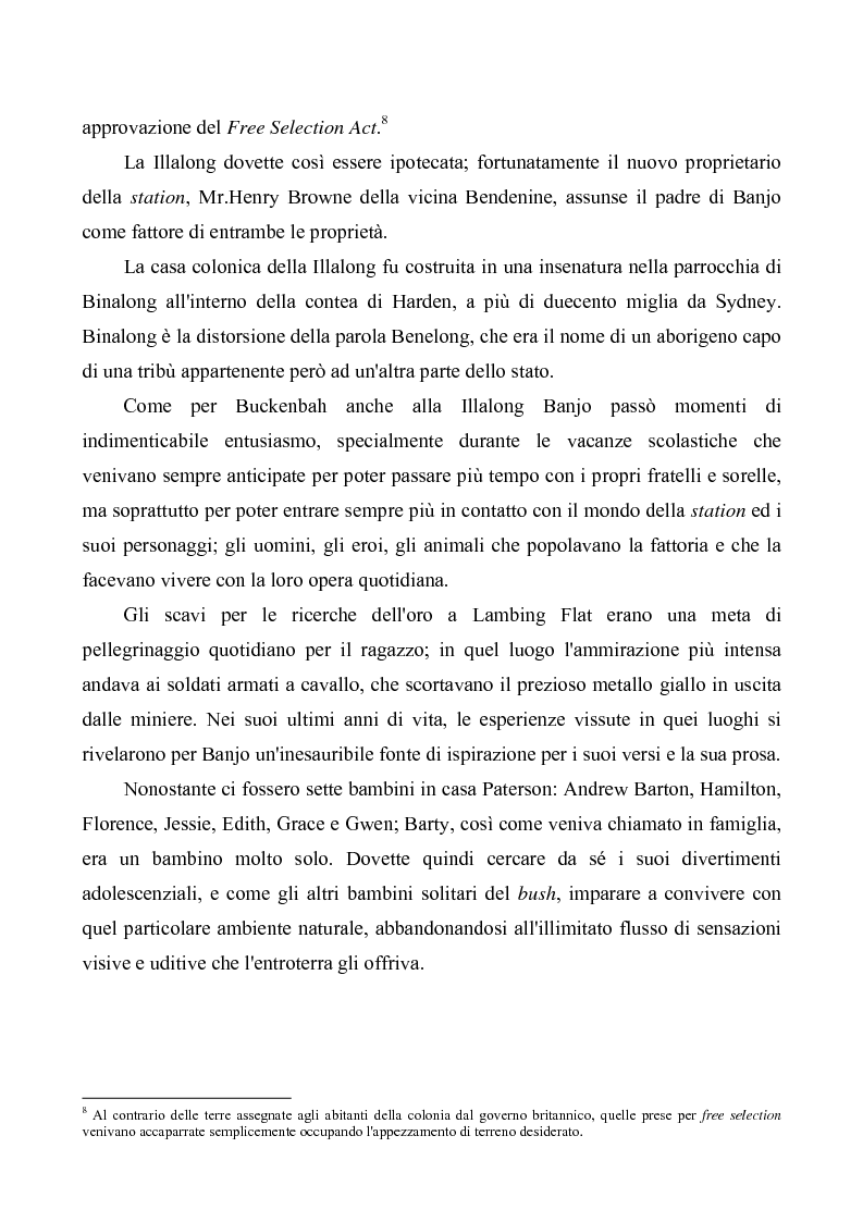Anteprima della tesi: "Banjo" Paterson: la ballata e il bush, Pagina 4