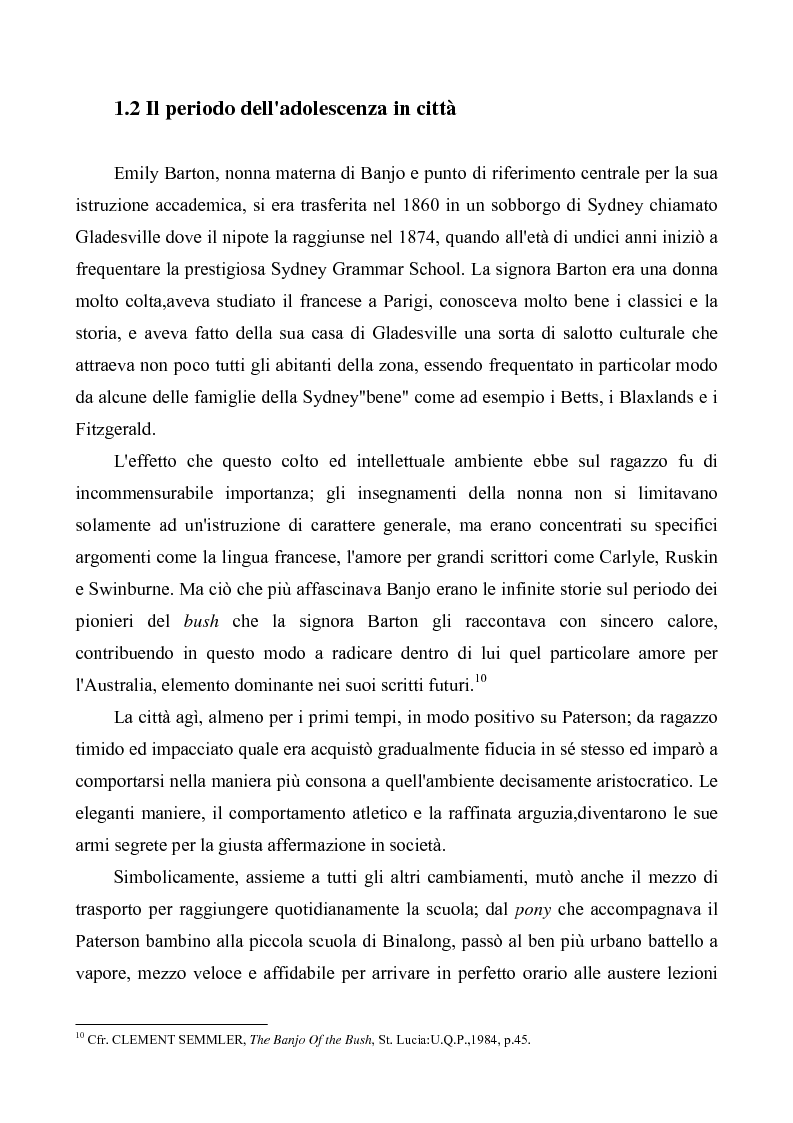 Anteprima della tesi: "Banjo" Paterson: la ballata e il bush, Pagina 6