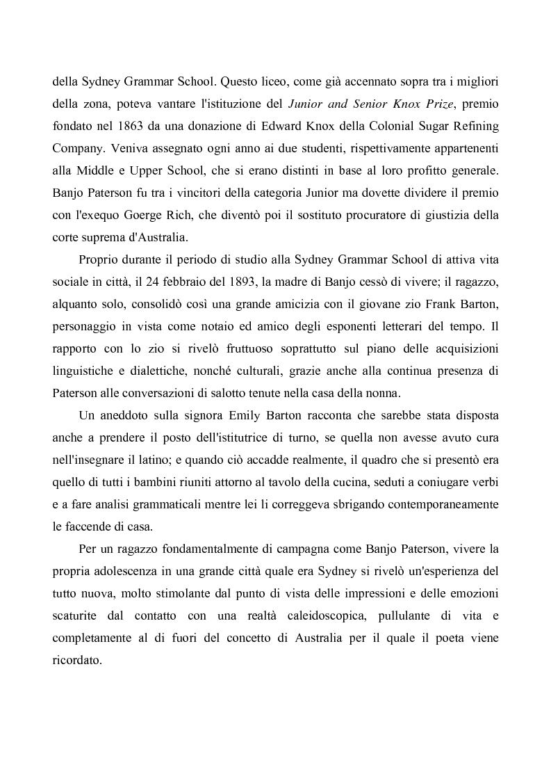 Anteprima della tesi: "Banjo" Paterson: la ballata e il bush, Pagina 7