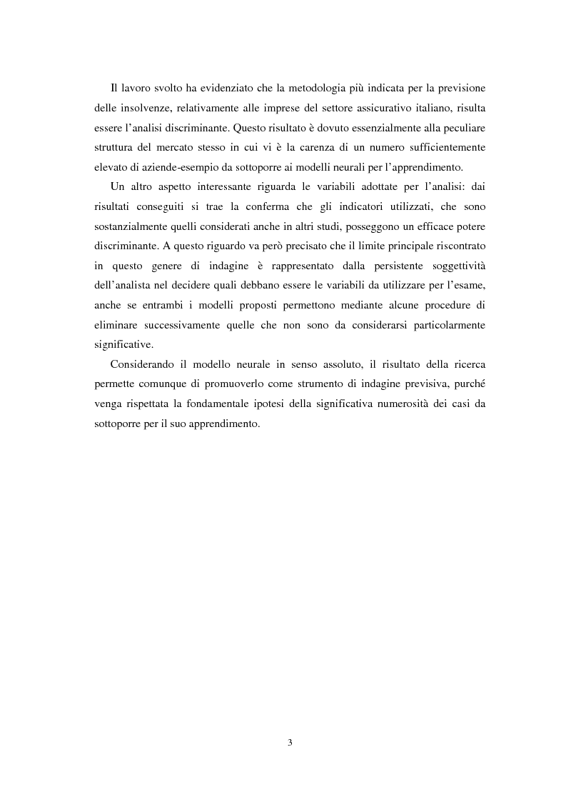 Anteprima della tesi: Applicazioni statistiche delle reti neurali alle insolvenze delle compagnie di assicurazione, Pagina 2