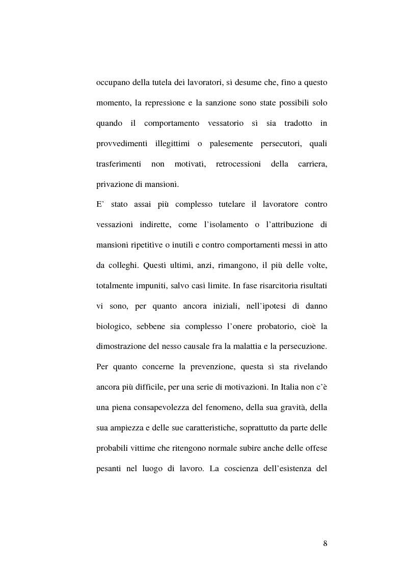 Anteprima della tesi: Il fenomeno del mobbing: la tutela del lavoratore, Pagina 4