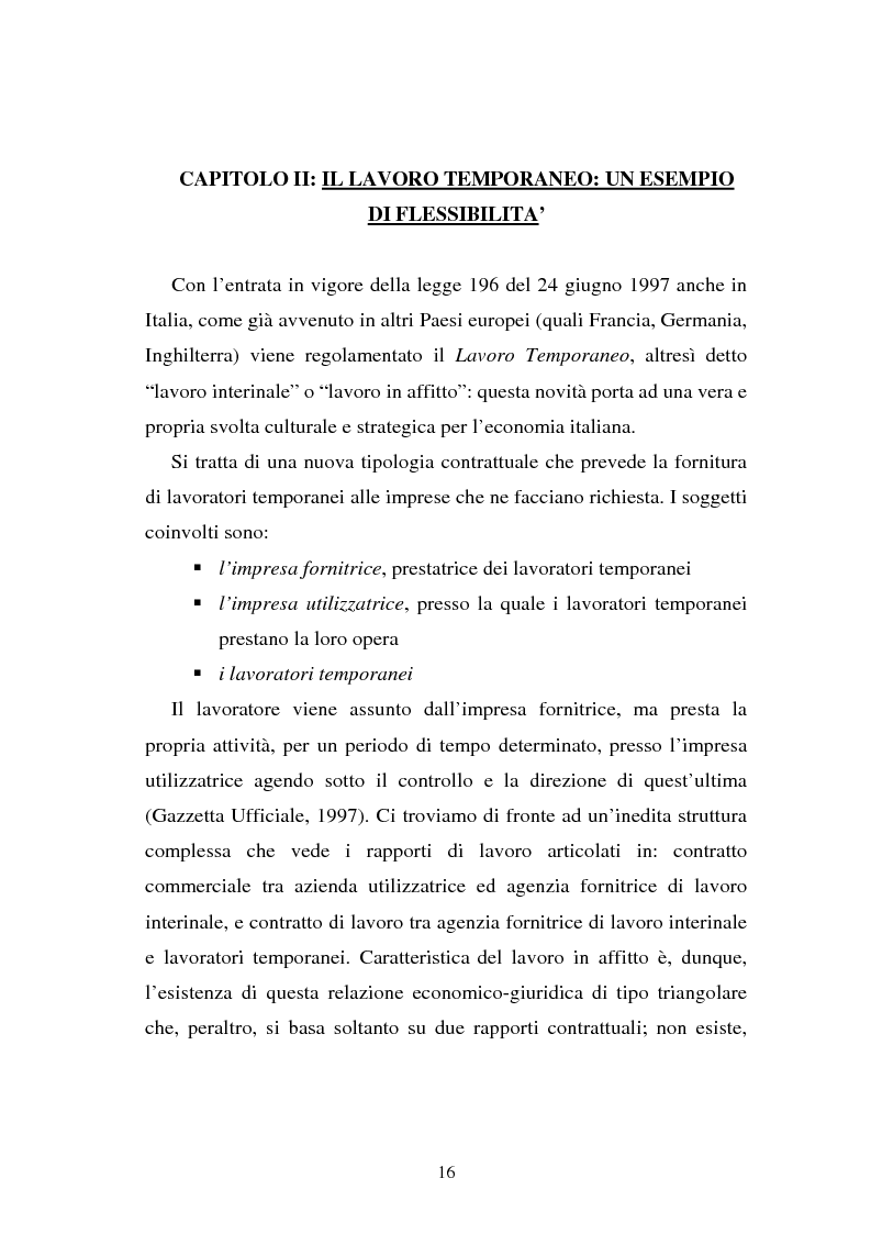 Anteprima della tesi: Flessibilità e mediazione del lavoro temporaneo: un caso aziendale, Pagina 13