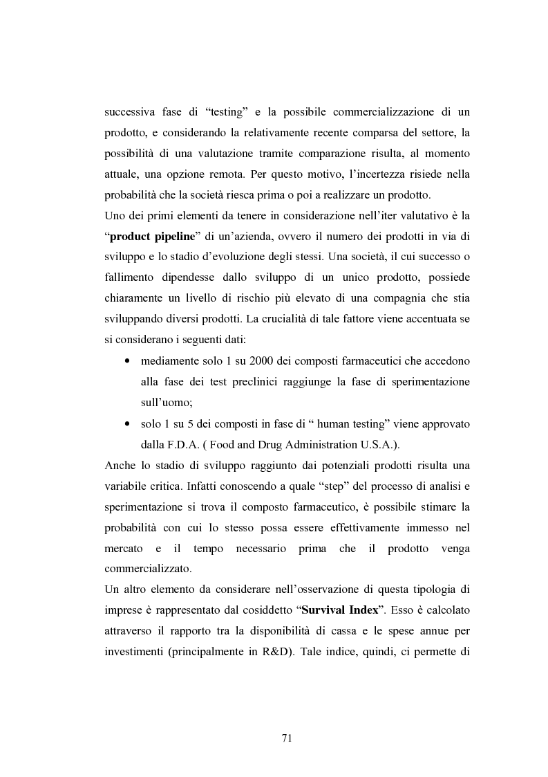 Estratto dalla tesi: La valutazione delle aziende biotecnologiche: i possibili ambiti d'intervento degli intermediari finanziari