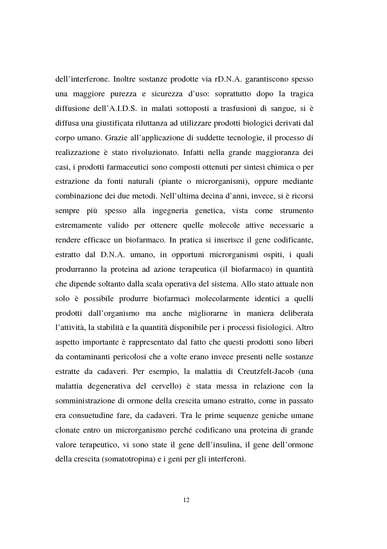 Anteprima della tesi: La valutazione delle aziende biotecnologiche: i possibili ambiti d'intervento degli intermediari finanziari, Pagina 12