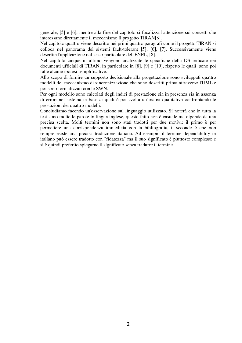 Anteprima della tesi: La modellizzazione di sistemi tolleranti ai guasti con Gspn e Uml e sua applicazione nel progetto Tiran, Pagina 2