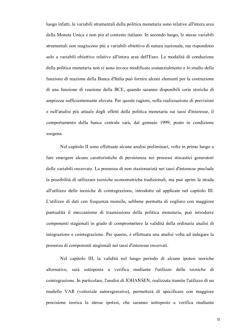 Anteprima della tesi: Un modello econometrico per l'analisi e la previsione dei tassi d'interesse nel mercato monetario, Pagina 2