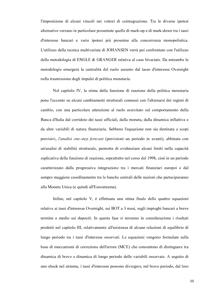 Anteprima della tesi: Un modello econometrico per l'analisi e la previsione dei tassi d'interesse nel mercato monetario, Pagina 3