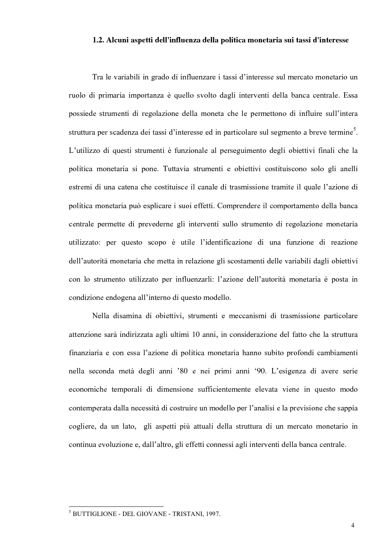 Anteprima della tesi: Un modello econometrico per l'analisi e la previsione dei tassi d'interesse nel mercato monetario, Pagina 8