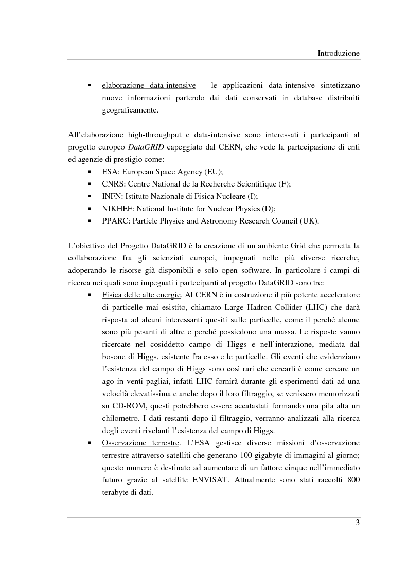 Anteprima della tesi: Simulazione di griglie computazionali: applicazione al progetto DataGRID, Pagina 3