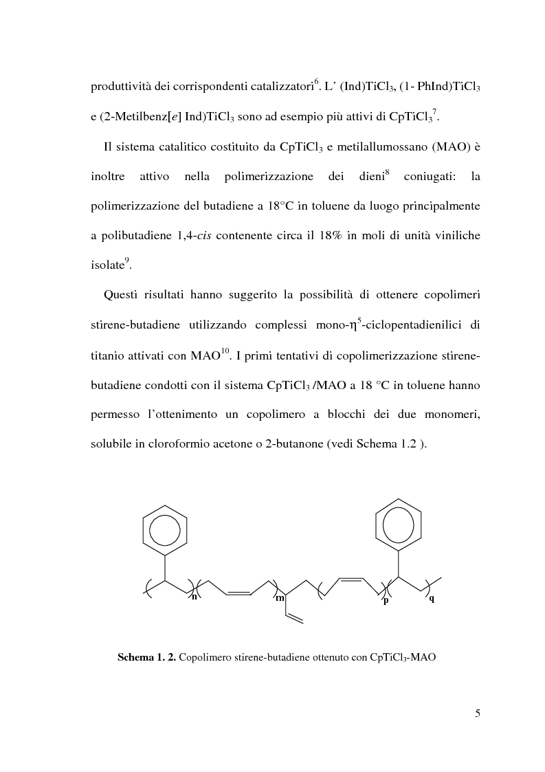 Anteprima della tesi: Copolimerizzazione stirene-butadiene catalizzata da complessi monociclopentadienilici di Ti(IV), Pagina 3