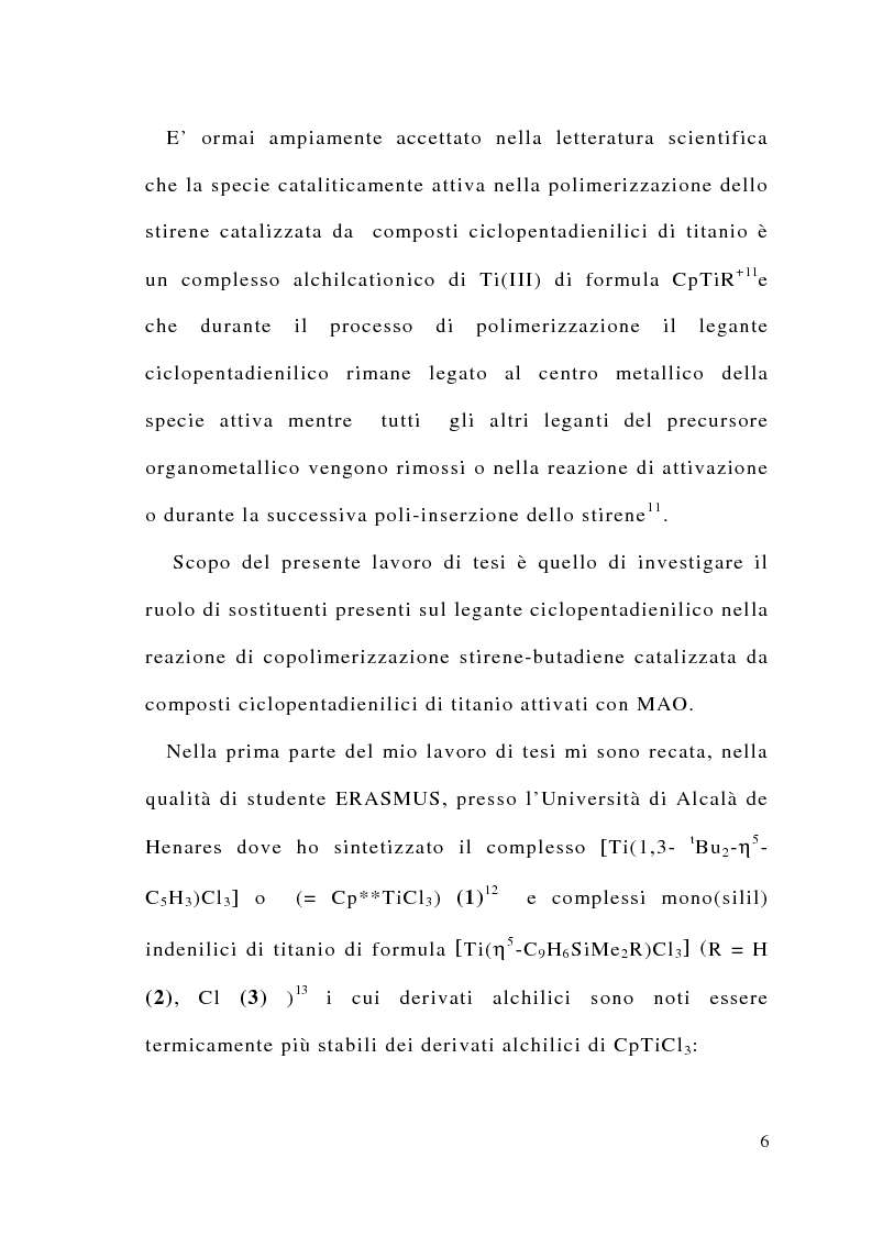 Anteprima della tesi: Copolimerizzazione stirene-butadiene catalizzata da complessi monociclopentadienilici di Ti(IV), Pagina 4