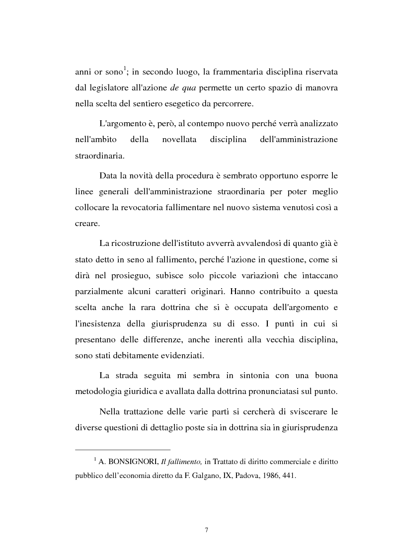 Anteprima della tesi: La revocatoria nel fallimento e nell'amministrazione straordinaria delle grandi imprese in stato d'insolvenza, Pagina 3