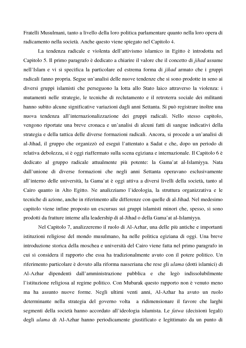 Anteprima della tesi: I movimenti islamisti egiziani e la presidenza Mubarak, Pagina 5