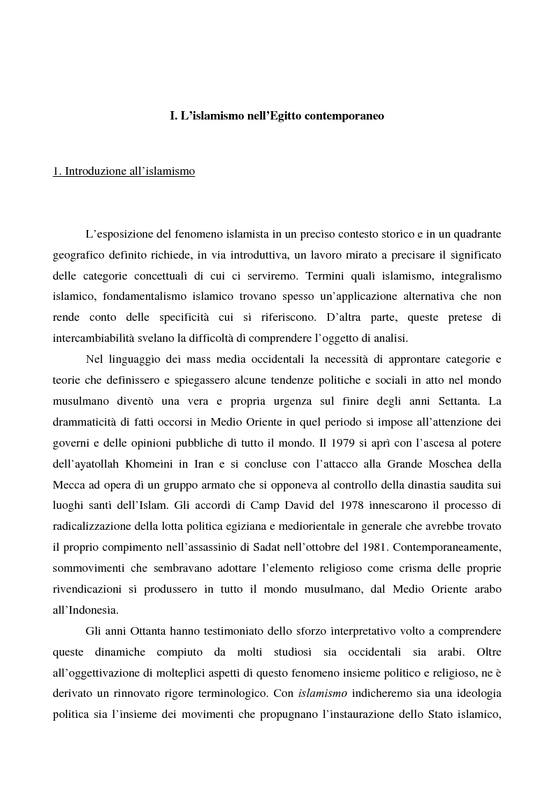 Anteprima della tesi: I movimenti islamisti egiziani e la presidenza Mubarak, Pagina 7