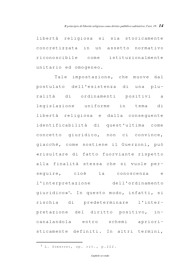 Anteprima della tesi: La libertà religiosa negli articoli 19 e 21 della Costituzione italiana, Pagina 11