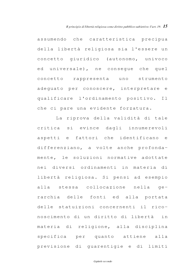 Anteprima della tesi: La libertà religiosa negli articoli 19 e 21 della Costituzione italiana, Pagina 12