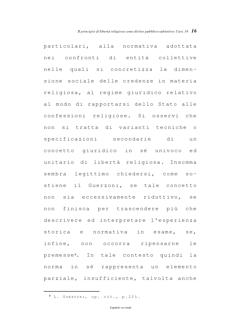 Anteprima della tesi: La libertà religiosa negli articoli 19 e 21 della Costituzione italiana, Pagina 13
