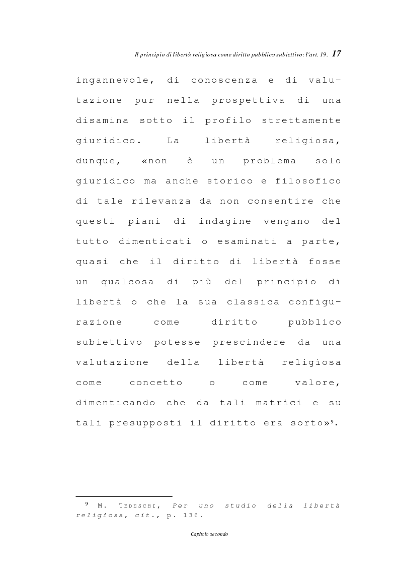 Anteprima della tesi: La libertà religiosa negli articoli 19 e 21 della Costituzione italiana, Pagina 14