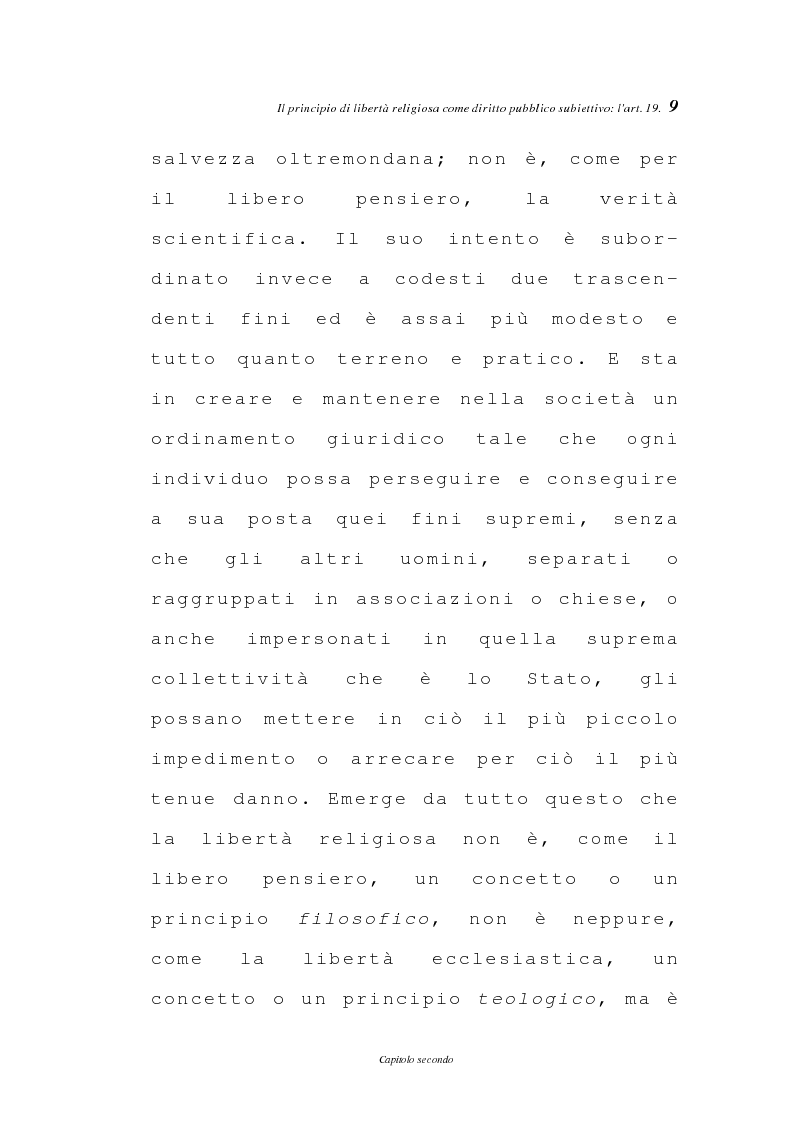 Anteprima della tesi: La libertà religiosa negli articoli 19 e 21 della Costituzione italiana, Pagina 6