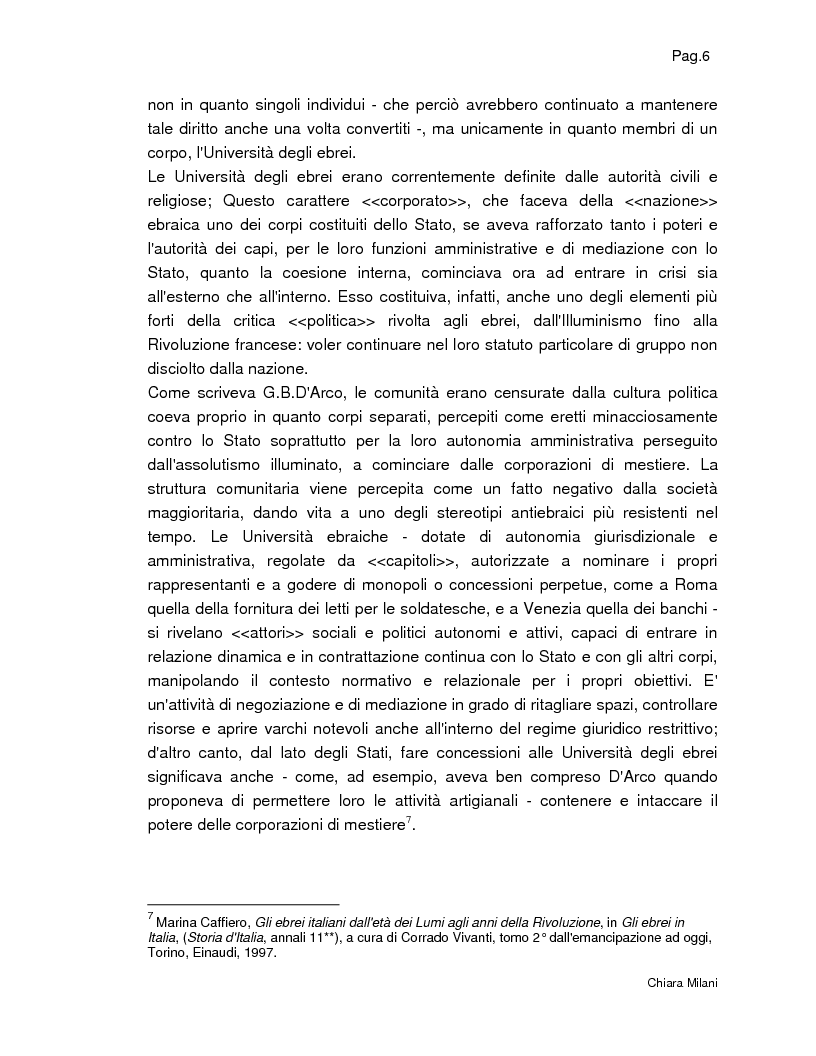 Anteprima della tesi: Gli Ebrei in Italia - Alcuni studi di ''Italia Judaica'', Pagina 6