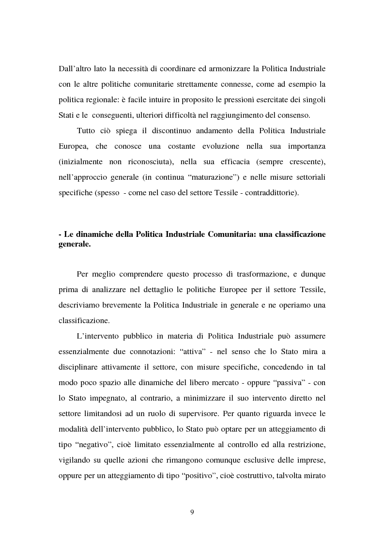 Anteprima della tesi: Le politiche industriali della Comunità Europea - Il settore tessile, Pagina 5
