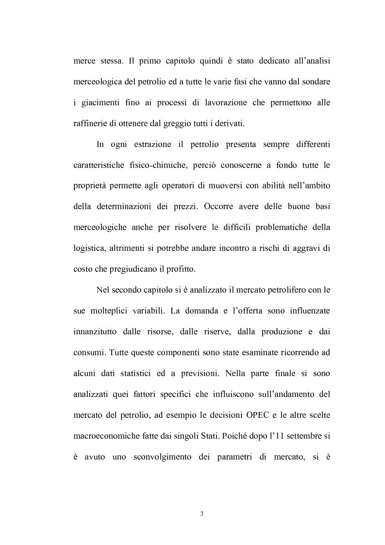 Anteprima della tesi: La merce petrolio, le fluttuazioni di prezzo e operazioni di hedging, Pagina 2