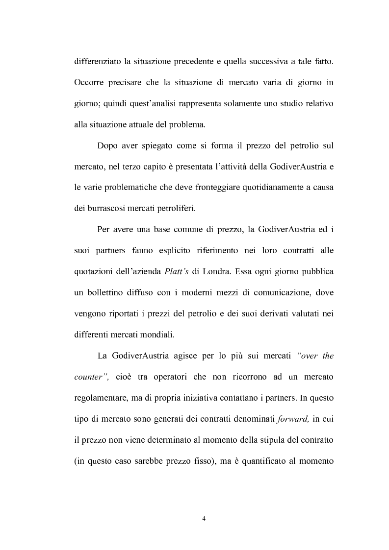 Anteprima della tesi: La merce petrolio, le fluttuazioni di prezzo e operazioni di hedging, Pagina 3