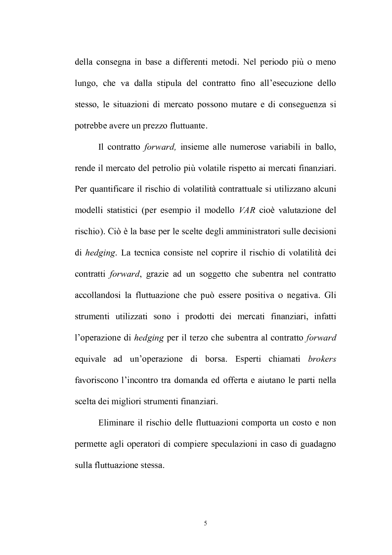 Anteprima della tesi: La merce petrolio, le fluttuazioni di prezzo e operazioni di hedging, Pagina 4