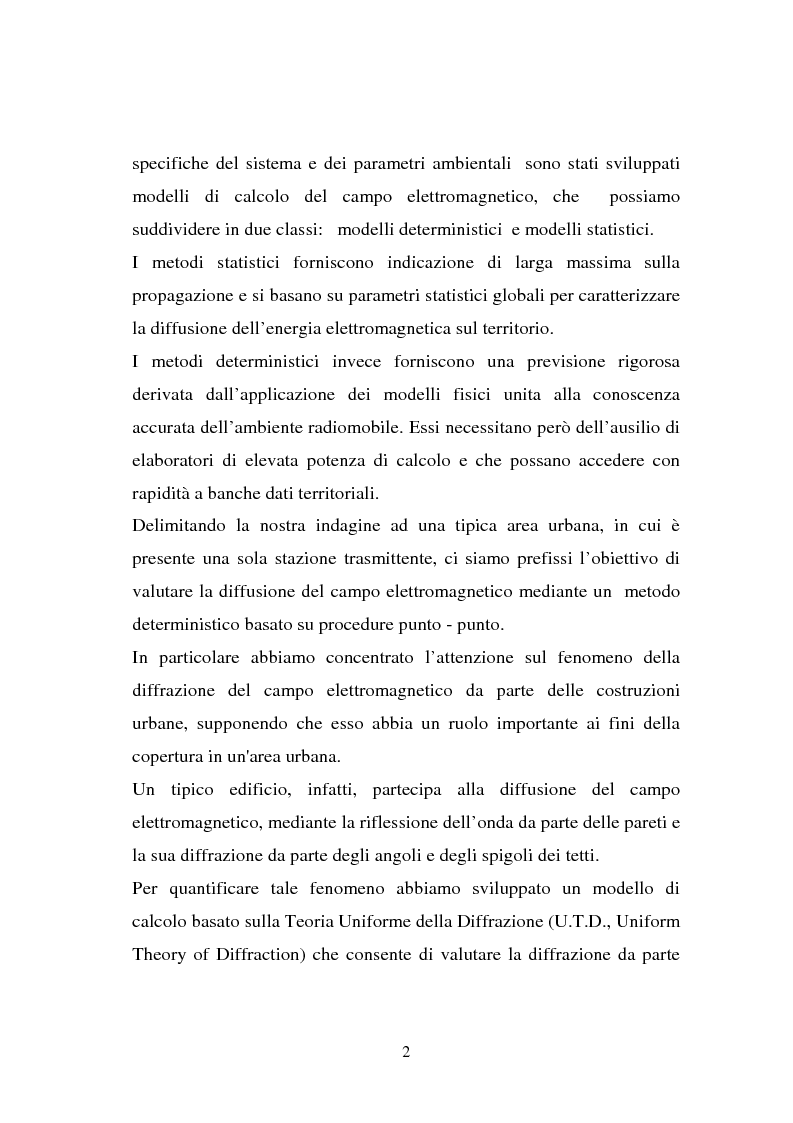 Anteprima della tesi: Sviluppo ed implementazione software di metodi UTD ray-tracing di previsione di propagazione elettromagnetica nel campo della telefonia cellulare in ambiente urbano, Pagina 2