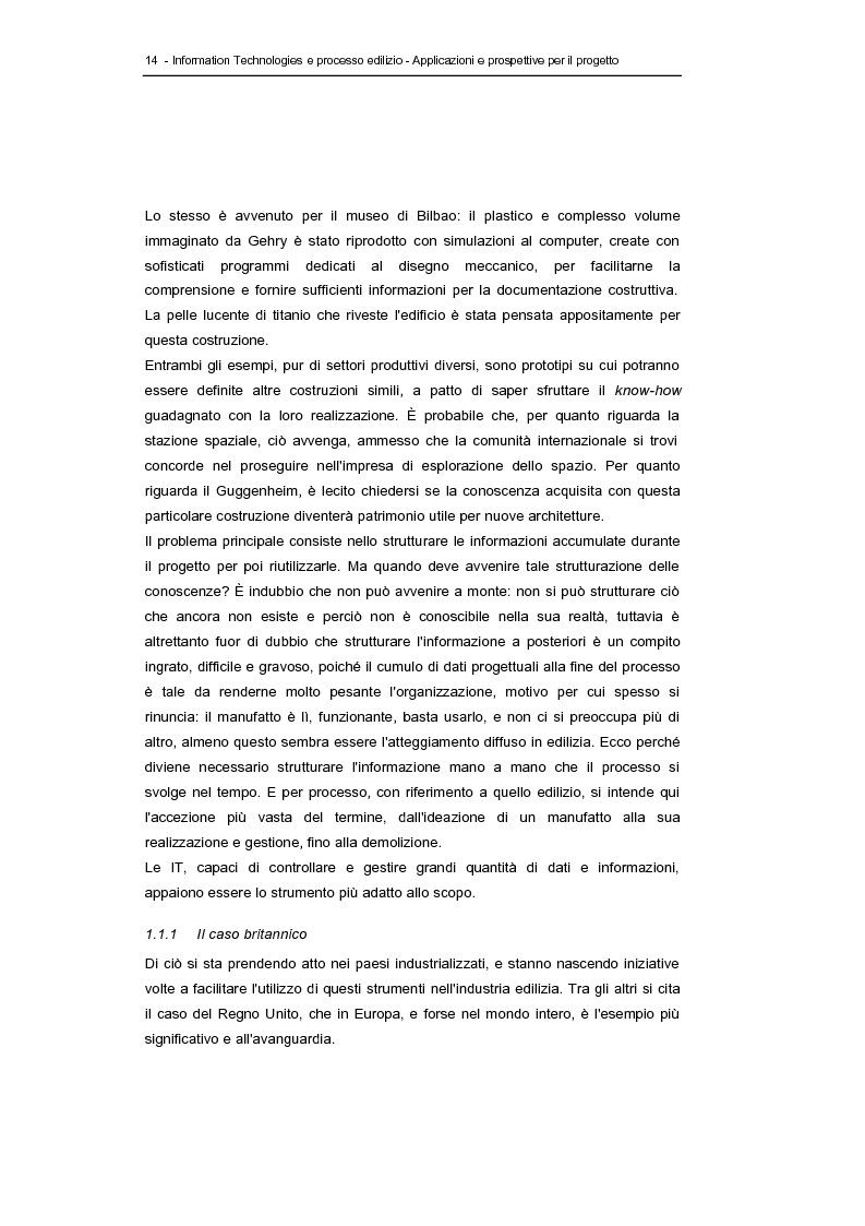 Anteprima della tesi: Information technologies e processo edilizio - Applicazioni e prospettive per il progetto, Pagina 14