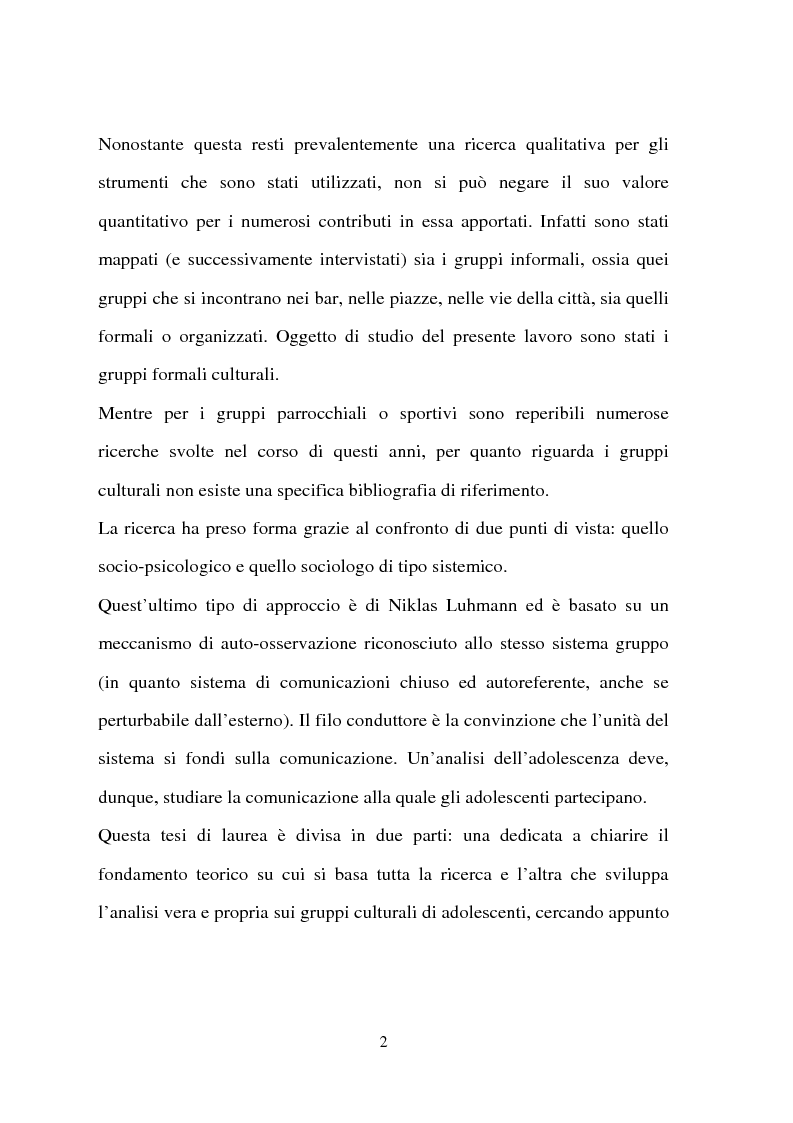 Anteprima della tesi: La condizione giovanile ed il suo rapporto con la società adulta, con particolare riferimento all'aggregazione in gruppo, Pagina 2
