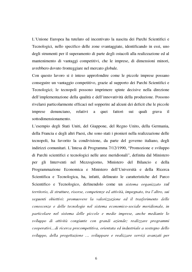 Anteprima della tesi: Piccole imprese e competitività: il ruolo dei parchi scientifici e tecnologici, Pagina 2