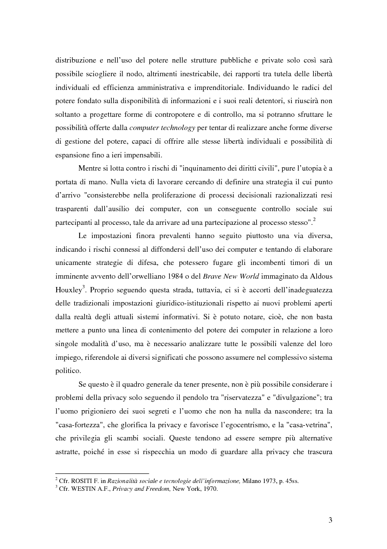 Anteprima della tesi: La tutela della privacy nella pubblica amministrazione, Pagina 2