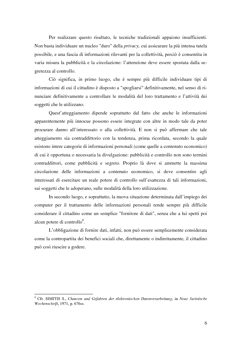 Anteprima della tesi: La tutela della privacy nella pubblica amministrazione, Pagina 5