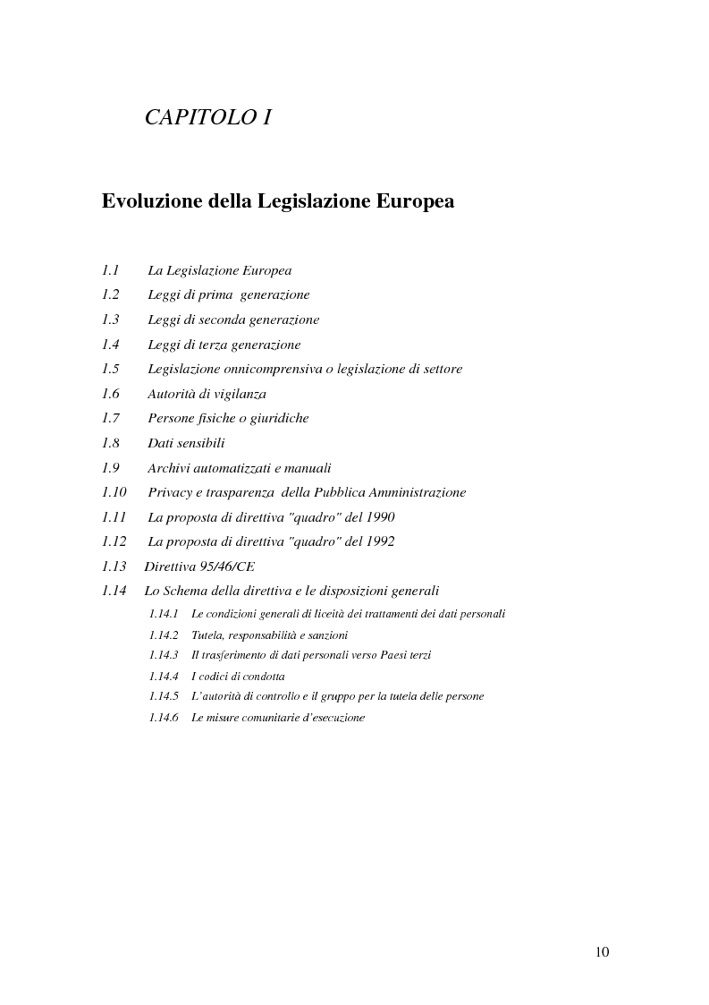 Anteprima della tesi: La tutela della privacy nella pubblica amministrazione, Pagina 9