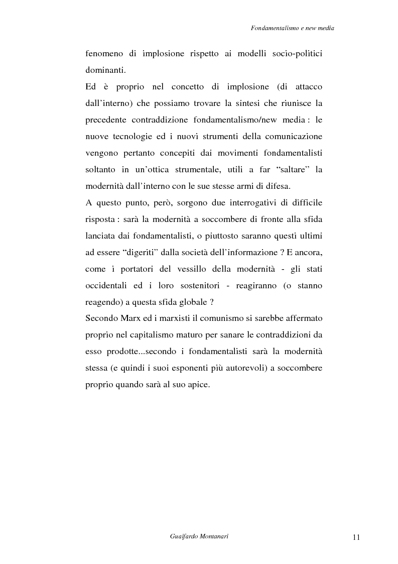 Anteprima della tesi: Fondamentalismo e new media. Un connubio impossibile?, Pagina 9