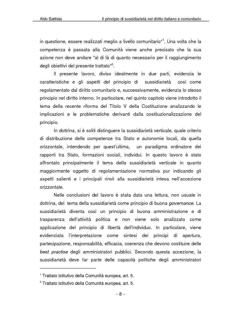 Anteprima della tesi: Il principio di sussidiarietà nel diritto italiano e comunitario, Pagina 3