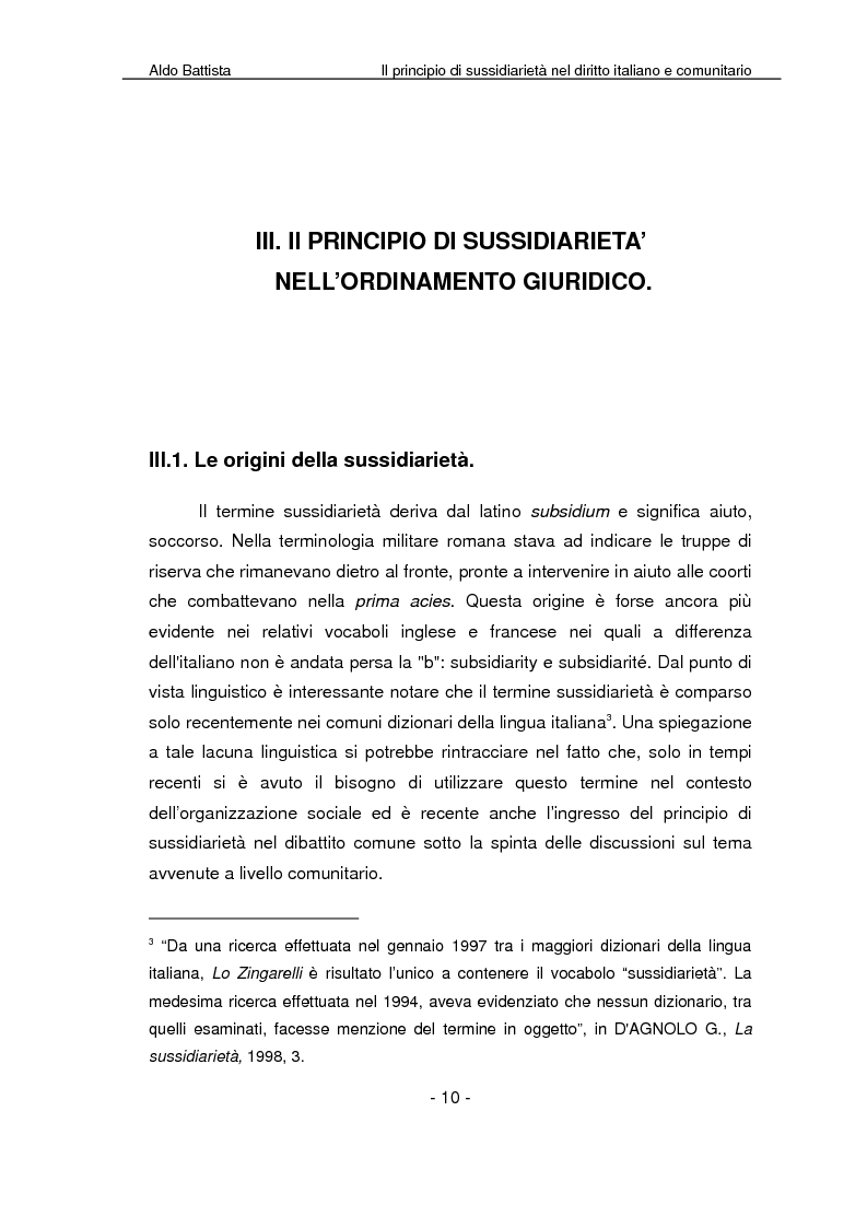 Anteprima della tesi: Il principio di sussidiarietà nel diritto italiano e comunitario, Pagina 5