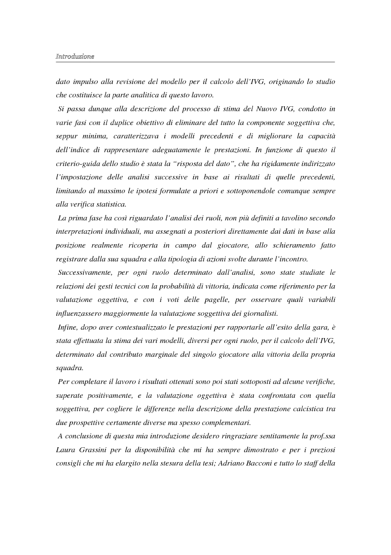Anteprima della tesi: La valutazione oggettiva di una prestazione sportiva: l'analisi della partita di calcio e un nuovo modello per il calcolo dell'IVG, Pagina 3
