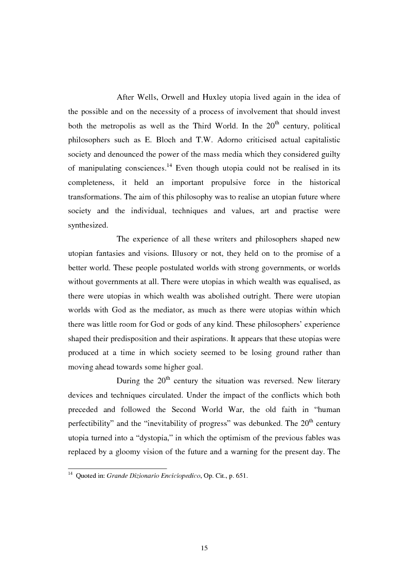 Anteprima della tesi: The Contemporary World Seen through the Dystopian Novels of Huxley and Orwell, Pagina 12
